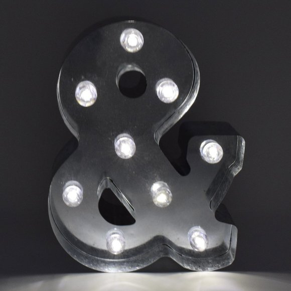 Light Up & Ampersand And Sign Marquee Metal 10" Party Tabletop Shelf Decor - Picture 4 of 16